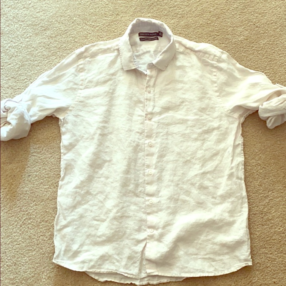 Saks Fifth Avenue button down linen shirt
